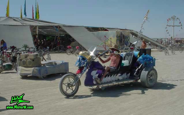Photo of a Art Trike / Mutant Vehicle in Black Rock City, Nevada, 2002. Mutant Art Trike
