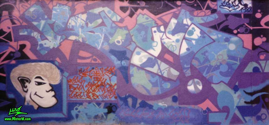 Photo of a early old school graffiti painting from 1988 in Hamburg-Barmbek, Germany by Werner "Mr.W" Skolimowski. Old School Mr.W Graffiti Art From 1988