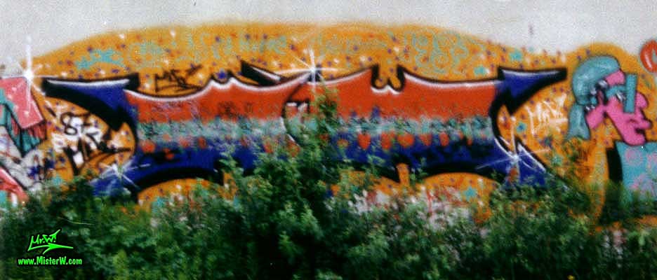 Photo of a early old school graffiti art painting from 1987 in Hamburg, Germany by Werner "Mr.W" Skolimowski. Old School Mr.W Graffiti From 1987