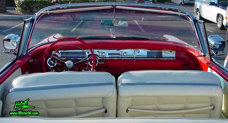 Photo of a white & red 1957 Buick Roadmaster Convertible at the Scottsdale Pavilions Classic Car Show in Arizona. 1957 Buick Roadmaster Convertible Dashboard