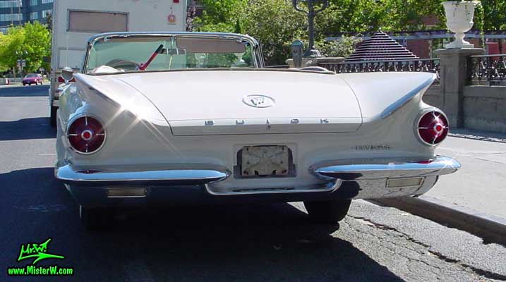 Photo of a white 1960 Buick Invicta Convertible in Reno, Nevada. 1960 Buick Rear Fins