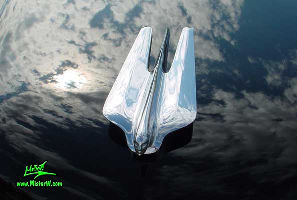 Photo of a black 1954 Cadillac Coupe DeVille 2 Door Hardtop at a classic car auction in Scottsdale, Arizona. 1954 Cadillac Hood Ornament