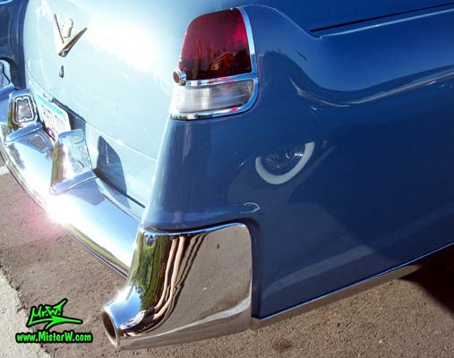 Photo of a blue 1954 Cadillac Coupe DeVille 2 Door Hardtop at the Scottsdale Pavilions Classic Car Show in Arizona. 54 Caddy Tail Light