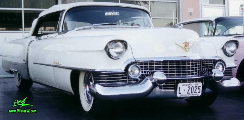 Photo of a white 1954 Cadillac Eldorado Convertible at the Scottsdale Pavilions Classic Car Show in Arizona. 1954 Cadillac Convertible