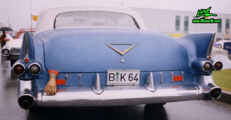 Photo of a blue 1955 Cadillac Eldorado Convertible at the Wheels Nationals classic car meeting in Berlin, Germany. 1955 Cadillac Eldorado Tail Fins