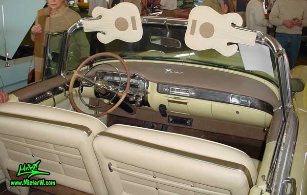 Photo of a white 1955 Cadillac Eldorado Convertible at a classic car auction in Scottsdale, Arizona. 1955 Cadillac Eldorado Interior & Dashboard