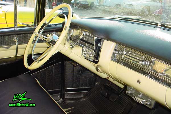 Photo of a jade 1956 Cadillac Sedan 4 Door Hardtop at the Scottsdale Pavilions Classic Car Show in Arizona. 1956 Cadillac Steering Column