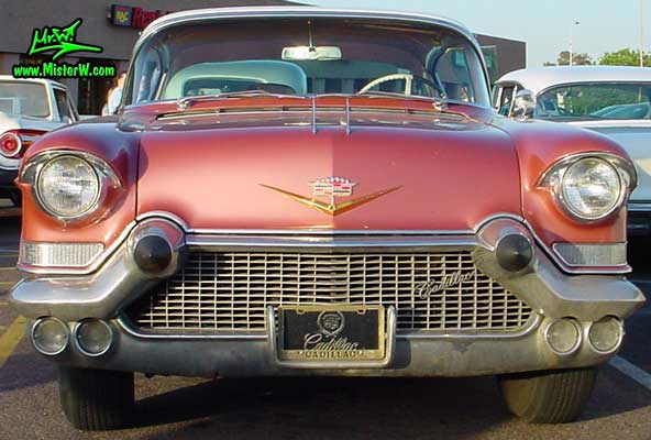 Photo of a pink 1957 Cadillac Coupe 2 Door Hardtop at a classic car meeting in Phoenix, Arizona. 1957 Cadillac Coupe in Phoenix, Arizona