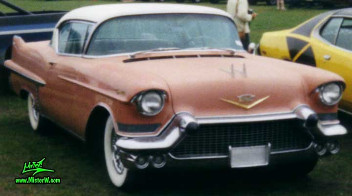 Photo of a pink 1957 Cadillac Coupe 2 Door Hardtop at a classic car meeting in K�ln Chorweiler (Cologne), Germany. Pink 1957 Cadillac