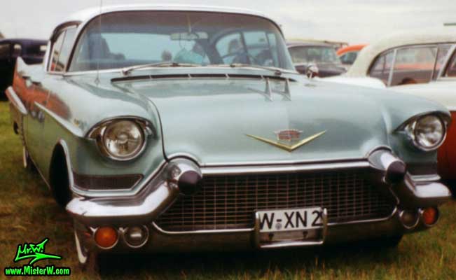 Photo of a turquoise 1957 Cadillac Fleetwood Series Sixty Special 4 Door Hardtop Sedan at a classic car meeting in Germany. 1957 Cadillac Fleetwood Sixty Special in Germany