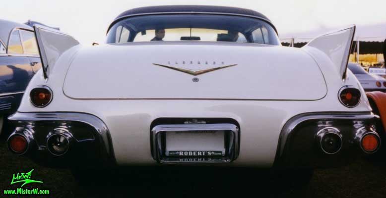Photo of a white 1957 Cadillac Eldorado SeVille 2 Door Hardtop Coupe at a classic car auction in Scottsdale, Arizona. 