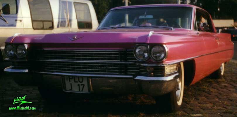 Photo of a pink 1963 Cadillac 2 Door Hardtop Coupe at a classic car meeting in Germany. Pink 1963 Cadillac