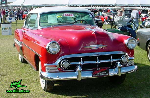 Photo of a red 1953 Chevrolet Bel Air 2 Door Hardtop Coupe at a classic car auction in Scottsdale, Arizona. 1953 Chevrolet Bel Air Coupe