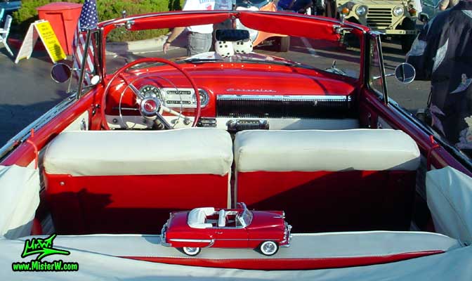 Photo of a red 1954 Chevrolet Convertible at the Scottsdale Pavilions Classic Car Show in Arizona. 1954 Chevrolet Convertible Interior & Dash Board