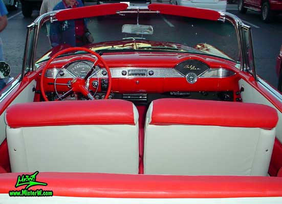 Photo of a red & white 1955 Chevrolet Bel Air Convertible at the Scottsdale Pavilions Classic Car Show in Arizona. 1955 Chevrolet Interior