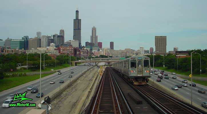 Chicago Subway Train, Freeway, Sears Tower & the 311 South Wacker building