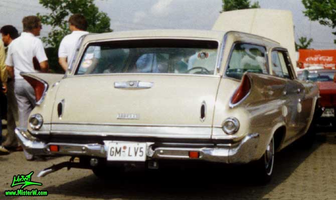 Photo of a tan 1961 Chrysler Newport 4 Door Hartop Station Wagon at a classic car meeting in Germany. 1961 Chrysler Newport Wagon Tail Lights