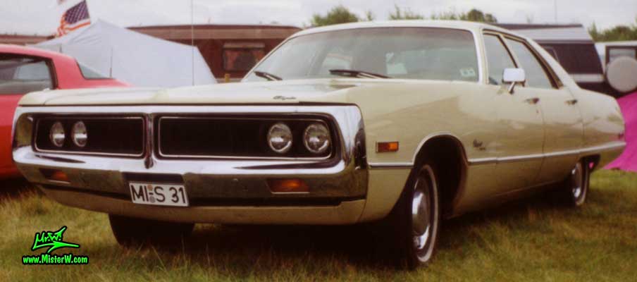 Photo of a beige 1972 Chrysler 4 Door Hardtop Sedan at a Classic Car Meeting in Germany. 1972 Chrysler Sedan