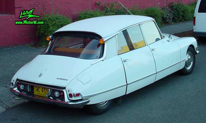Photo of a white Citroen DS 4 Door Hardtop Sedan in Portland, Oregon. White Citroen DS Rearview