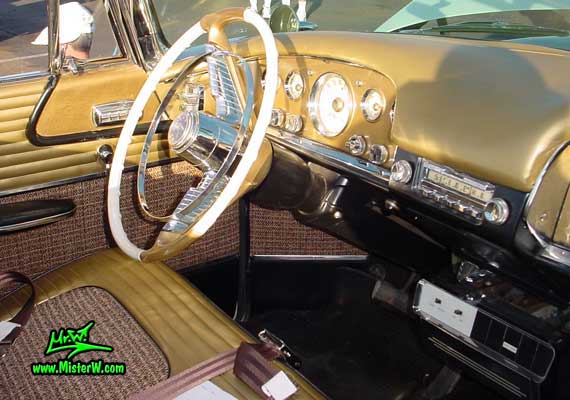 Photo of a white & gold 1956 Chrysler DeSoto Convertible at the Scottsdale Pavilions Classic Car Show in Arizona. 1956 DeSoto Odometer