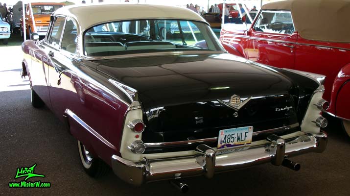 Photo of a Black, Purple & White 1955 Dodge Custom Royal Lancer 2 Door Hardtop Coupe at a Classic Car Auction in Scottsdale, Arizona. Rearview of a 1955 Dodge Custom Royal Lancer Coupe