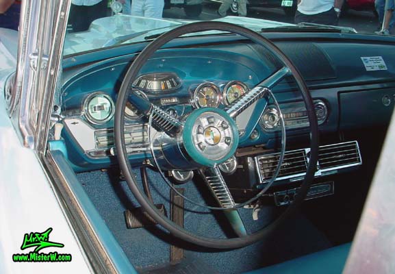 Photo of a turquoise & white 1958 Edsel Ranger 2 Door Sedan at the Scottsdale Pavilions Classic Car Show in Arizona. 1958 Edsel Ranger Odometer