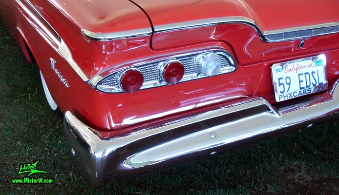 Photo of a red 1959 Edsel Ranger 2 Door Hardtop Coupe at a classic car auction in Scottsdale, Arizona. 1959 Edsel Ranger Coupe Tail Lights