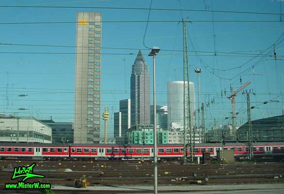 Photo of the MesseTurm in downtown Frankfurt, taken from a ICE train Messeturm in Downtown Frankfurt am Main