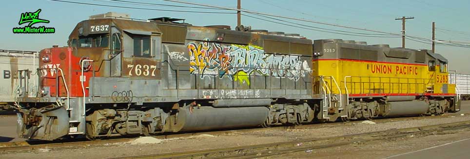Freight Engine with Graffiti