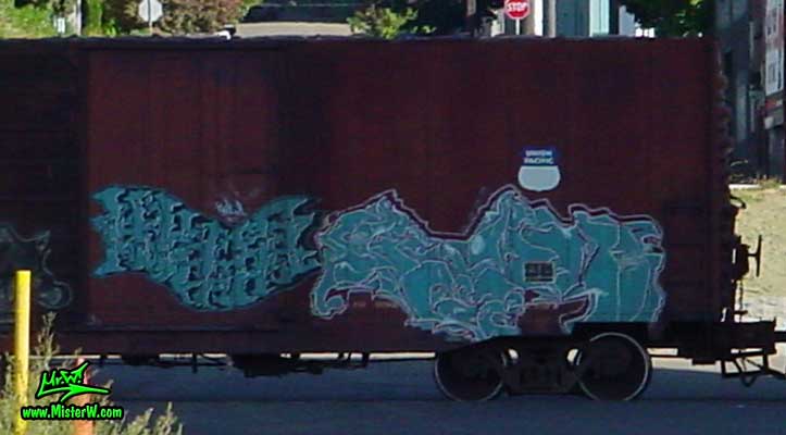 Photo of a Freight Train with Graffiti