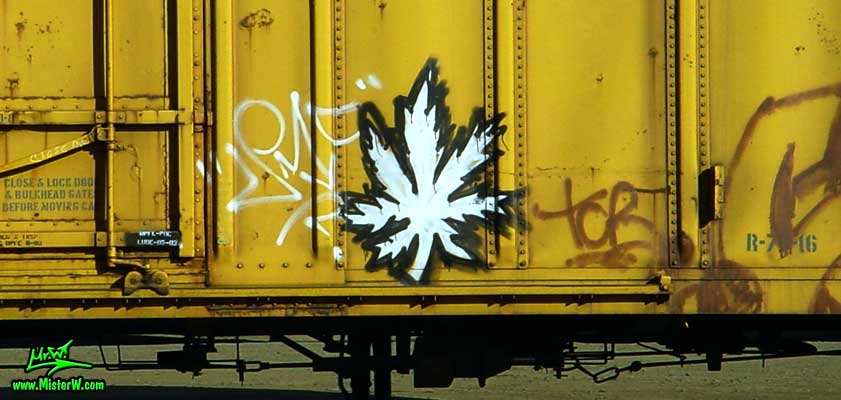 Canabis Leaf Freight Train Graffiti
