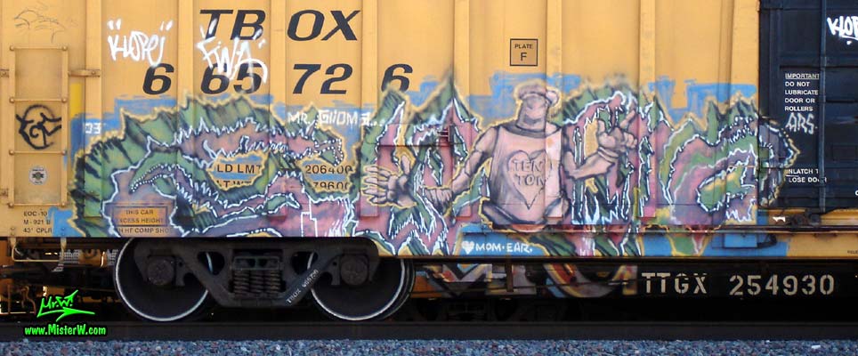 TEN TON Photo of a Freight Train with Ten Ton Graffiti