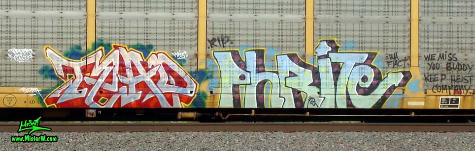 TEAD PhRiTe Photo of a Tri-Level Car Transporter Freight Train with Tead Phrite Graffiti