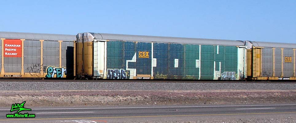 PiEr & AOM Whole Car Photo of a 3 Level Car Rack AOM Graffiti Whole Car