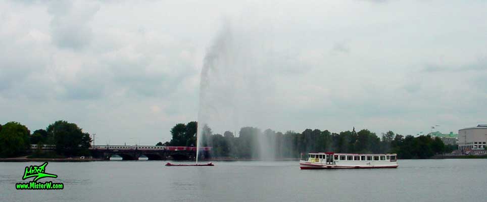 Alster Dampfer and Fountain in Hamburg