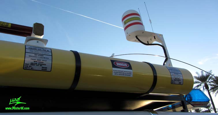 Photo of a red & white Pontiac Bonneville Superior Coach Ambulance at the Scottsdale Pavilions Classic Car Show in Arizona. 72 Pontiac Pontiac Ambulance Ghostbuster Ectomobile Yellow Storage Tube with Danger Sign