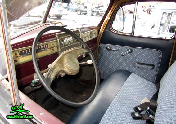 Photo of a black 1947 Hudson Super Six 4 Door Sedan at the Scottsdale Pavilions Classic Car Show in Arizona. 1947 Hudson Super Six Interior