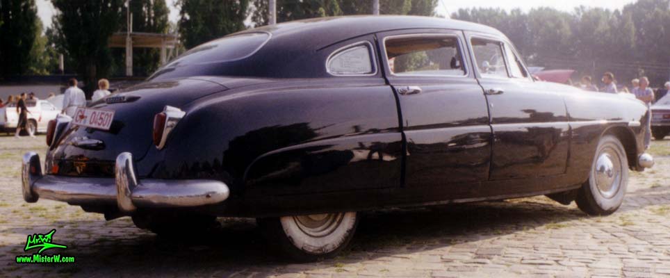 Photo of a black 1948 Hudson 4 Door Sedan at a classic car meeting in Germany. 1948 Hudson Sedan Rearview