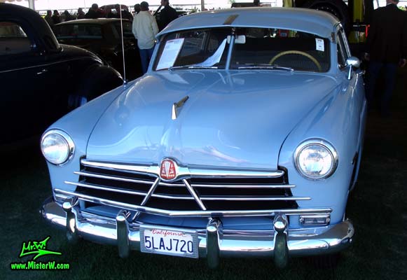 Photo of a blue 1950 Hudson Pacemaker 4 Door Sedan at a classic car auction in Scottsdale, Arizona. 1950 Hudson