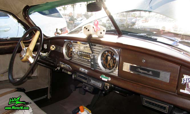 Photo of a green 1950 Hudson Super 6 Hardtop Coupe at the Scottsdale Pavilions Classic Car Show in Arizona. 50 Hudson Super Six Interior & Dash