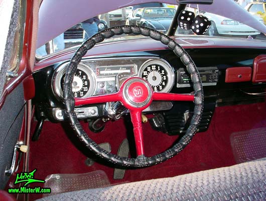 Photo of a red 1951 Hudson Pacemaker 4 Door Sedan at the Scottsdale Pavilions Classic Car Show in Arizona. 1951 Hudson Speedometer & Dash Board