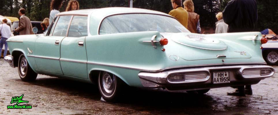 Photo of a turquoise 1958 Imperial 4 Door Hardtop Sedan at the Wheels Nationals classic car meeting in Hamburg, Germany. 58 Imperial