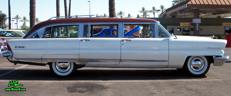 Photo of Phil Schaefer's Custom Built 1956 Lincoln Pioneere Station Wagon at the Scottsdale Pavilions Classic Car Show in Arizona. Sideview of the 1956 Lincoln Pioneere Station Wagon