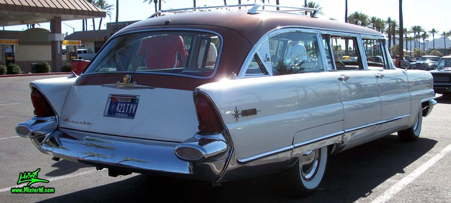 Photo of Phil Schaefer's Custom Built 1956 Lincoln Pioneere Station Wagon at the Scottsdale Pavilions Classic Car Show in Arizona. Back of the 56 Lincoln Stationwagon