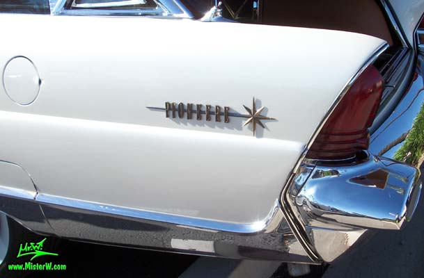 Photo of Phil Schaefer's Custom Built 1956 Lincoln Pioneere Station Wagon at the Scottsdale Pavilions Classic Car Show in Arizona. Custom 56 Lincoln Pioneere Chrome Emblem