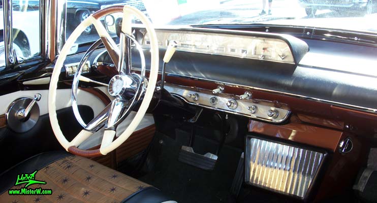 Photo of Phil Schaefer's Custom Built 1956 Lincoln Pioneere Station Wagon at the Scottsdale Pavilions Classic Car Show in Arizona. 56 Lincoln Station Wagon Dash & Speedometer