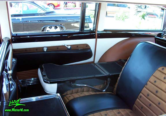 Photo of Phil Schaefer's Custom Built 1956 Lincoln Pioneere Station Wagon at the Scottsdale Pavilions Classic Car Show in Arizona. 1956 Lincoln Pioneere Station Wagon second row seats