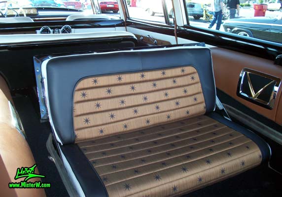 Photo of Phil Schaefer's Custom Built 1956 Lincoln Pioneere Station Wagon at the Scottsdale Pavilions Classic Car Show in Arizona. 1956 Lincoln Pioneere Station Wagon third row seat bench