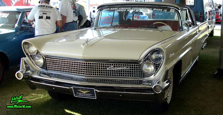 Photo of a white 1959 Lincoln Continental Mark IV convertible at a Classic Car Auction in Scottsdale, Arizona. 59 Lincoln Continental Mark IV Convertible