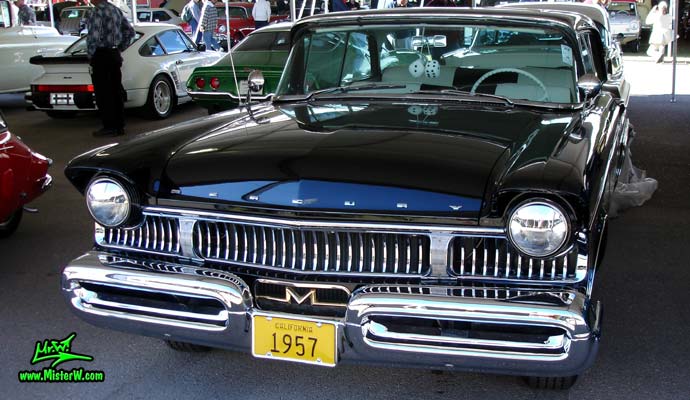 Photo of a black 1957 Mercury 2 Door Hardtop Coupe at a classic car auction in Scottsdale, Arizona. 1957 Mercury Hardtop Coupe - Front Chrome Grill